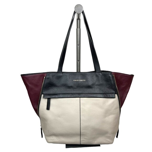 Vince Camuto Julio Zipper Convertible Handbag  Colorblock Leather - Picture 1 of 16